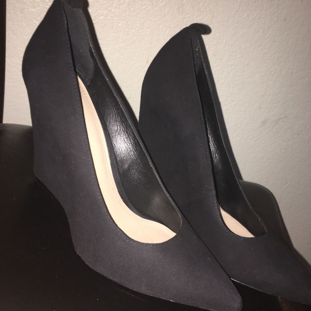 Black suede wedge heels